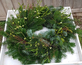 50 cm Adventskranz Tischkranz-Türkranz Tanne Reisig Mistel