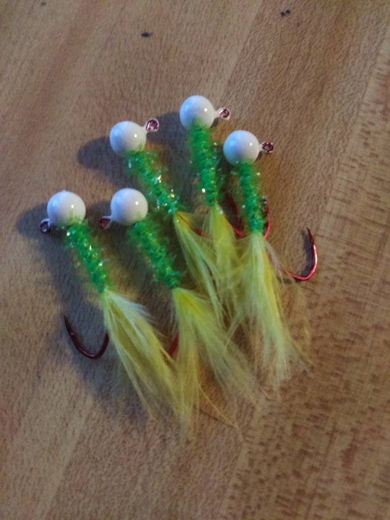 Lot De 4 Jigs De Pêche Main, 1/64 Oz, Pour Crapet Et Marigane, Couleurs Noir/chartreuse/orange