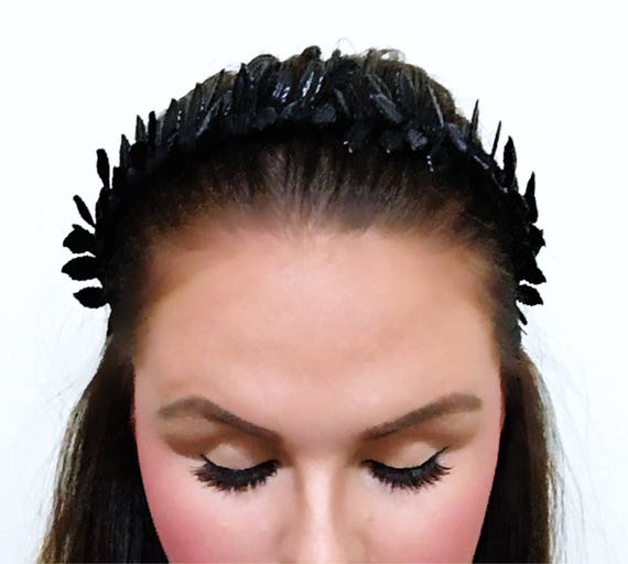 black floral head crown