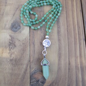 Aventurine Mala / Mala 108 Beads / Gemstone Necklace / Pendant Necklace / Hand Knotted / 4mm Beads / Green Necklace / Opportunity Mini Mala image 1