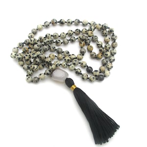 Dalmatian Jasper Mala / Gemstone Necklace / Mala Beads 108 / Hand Knotted Mala / I Can Do It Mala! /  Prayer Beads / Multi Wrap Bracelet
