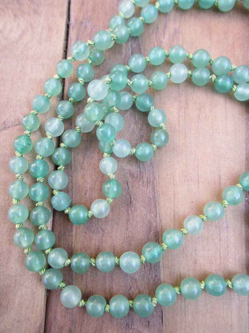 Aventurine Mala / Mala 108 Beads / Gemstone Necklace / Pendant Necklace / Hand Knotted / 4mm Beads / Green Necklace / Opportunity Mini Mala image 2
