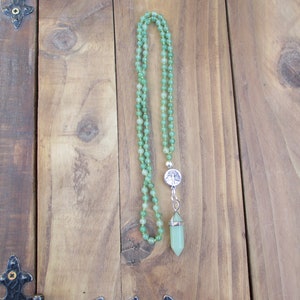 Aventurine Mala / Mala 108 Beads / Gemstone Necklace / Pendant Necklace / Hand Knotted / 4mm Beads / Green Necklace / Opportunity Mini Mala image 6