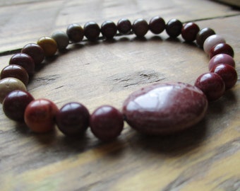 Mookaite Bracelet / Jasper Bracelet / Accepting Change Bracelet / Gemstone Bracelet / Beaded Bracelet / Elasticated Bracelet