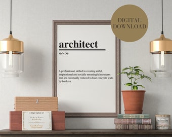 Architect Print | Funny Print | Gift | Architect Gift | Architect Definition Print | Funny Definition Print | Unique | Job Print | Architect