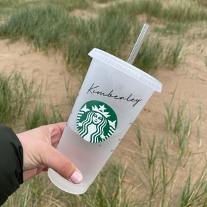 Starbucks Cup UK | Cold Cup | Personalised Reusable Cup | Name Print Vinyl Decal Tumbler And Straw | Coffee Cup | Gift | Best Friend