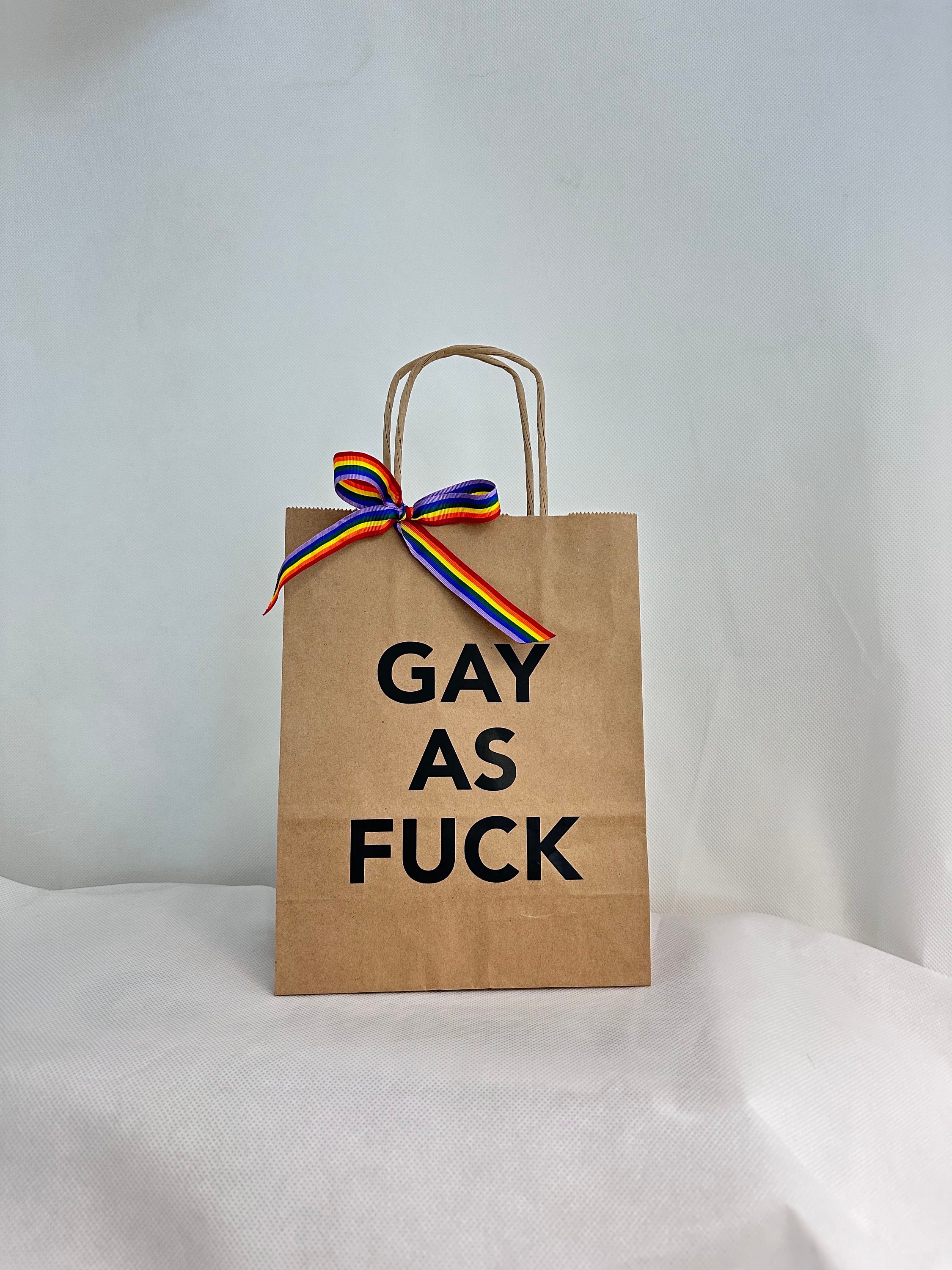 Funny Birthday Gift Bags - 'On This Day You Were Born' Kraft Paper Bags With Black Ribbon Handles