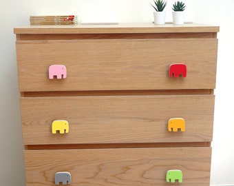 Elephant Drawer Knob - Elephant Nursery Drawer Pull. Playful knobs. Kids furniture. Wooden animals knobs.Elephant decor.