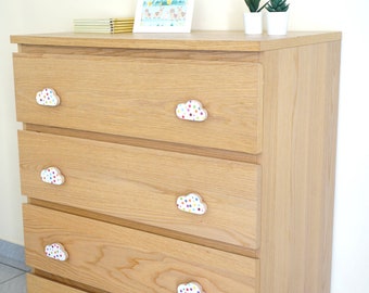 Kinder lade knoppen, Dressoir knoppen en pulls, Decoratieve lade pulls, Cloud knoppen, Kleuren decoraties, Baby kamer decoraties