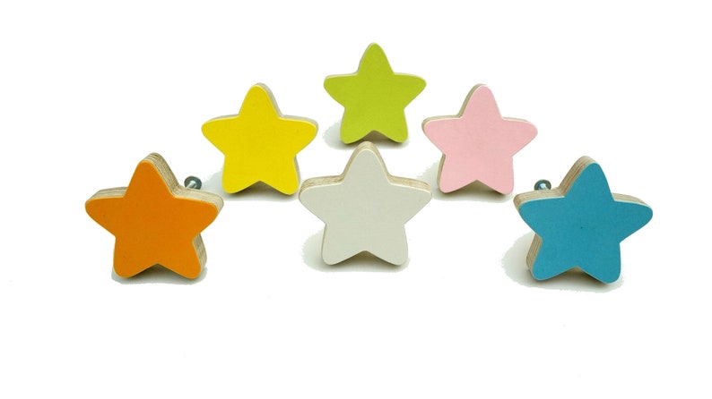 Star cabinet knobs and pulls Kids decorative,wooden star. Wardrobe knobs Stars drawer pulls Children room ideas Nursery dresser knobs