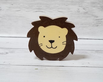 Lion Drawer Knob - lion Drawer Pull, Childrens drawer knobs, Lion, Baby room, Wooden lion. Boy room decoration.