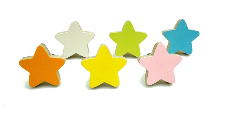 Star cabinet knobs and pulls Kids decorative,wooden star. Wardrobe knobs Stars drawer pulls Children room ideas Nursery dresser knobs
