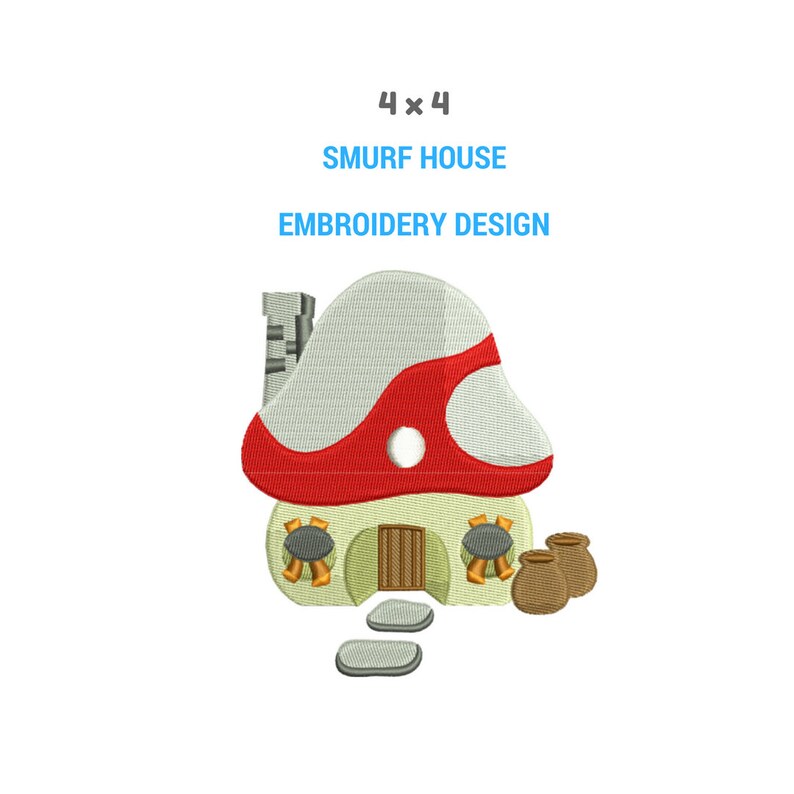 Smurf Mushroom House Embroidery Design Smurfs Machine Etsy