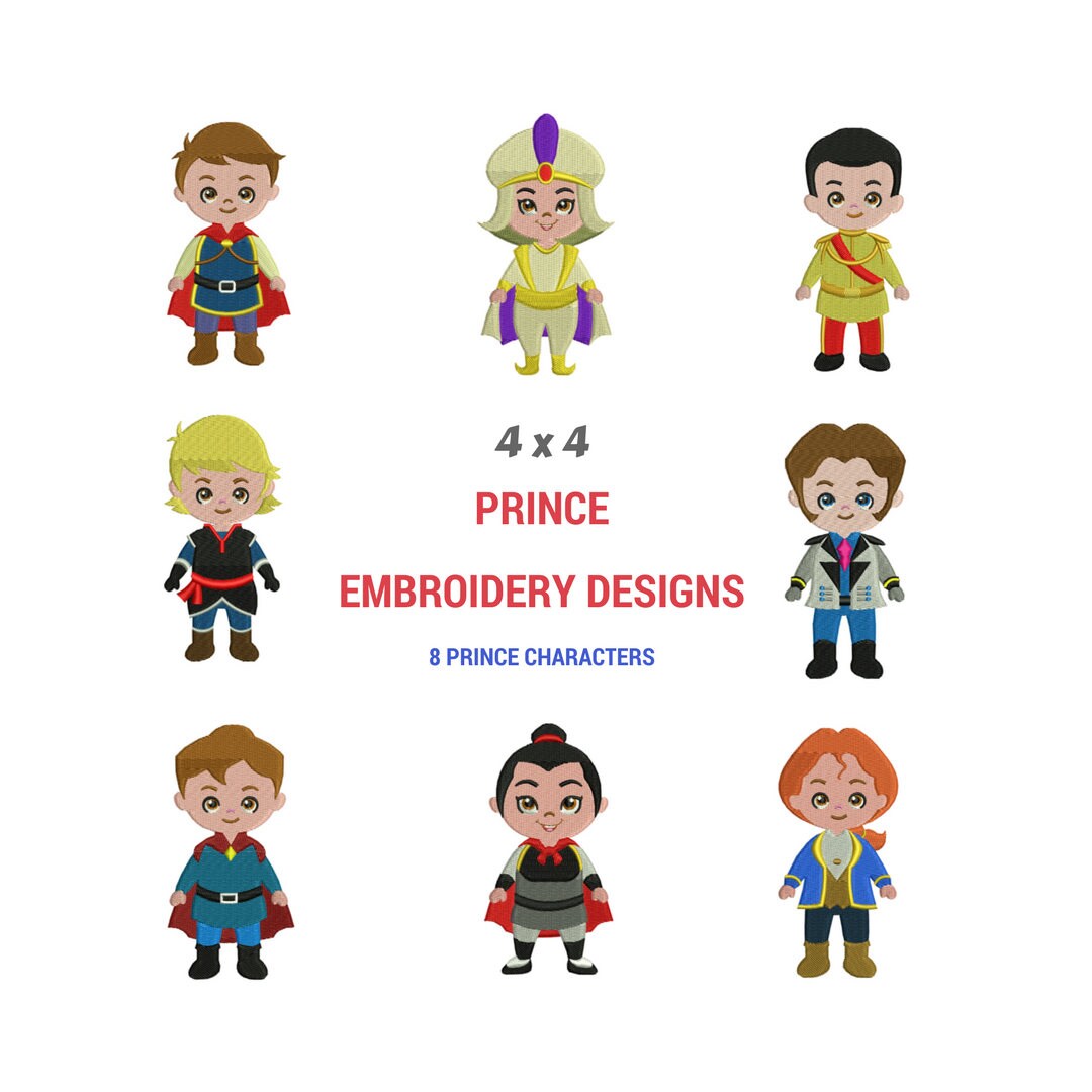 Prince Embroidery Design Disney Prince Embroidery Pattern Etsy