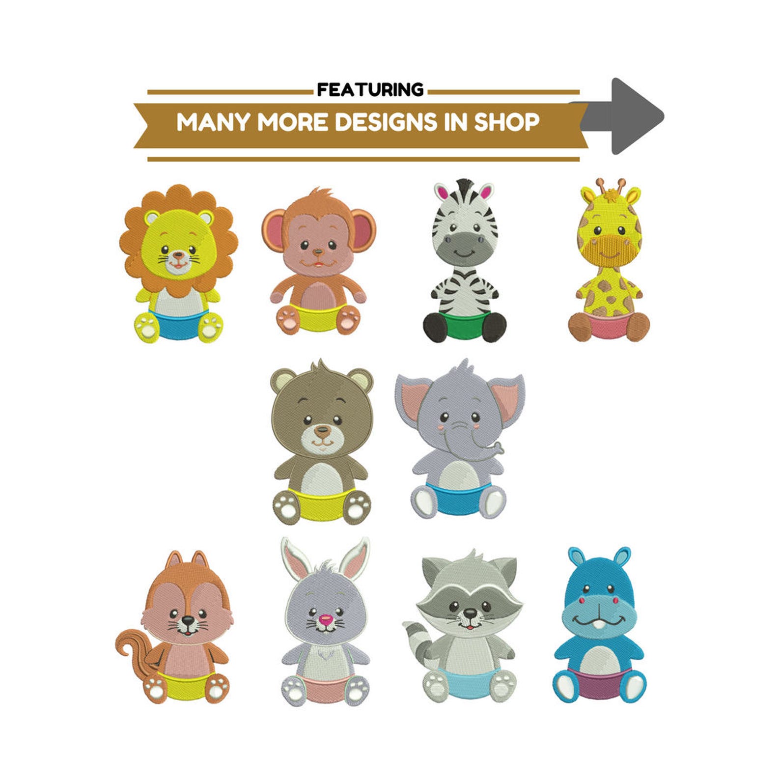 Animals Embroidery Designs Zoo Animal Embroidery Design Etsy