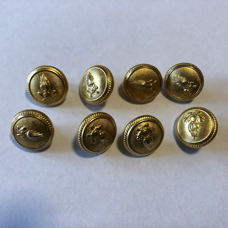 8 X Italian 1950's Vintage Gold Military Buttons/bomisa - Etsy Australia
