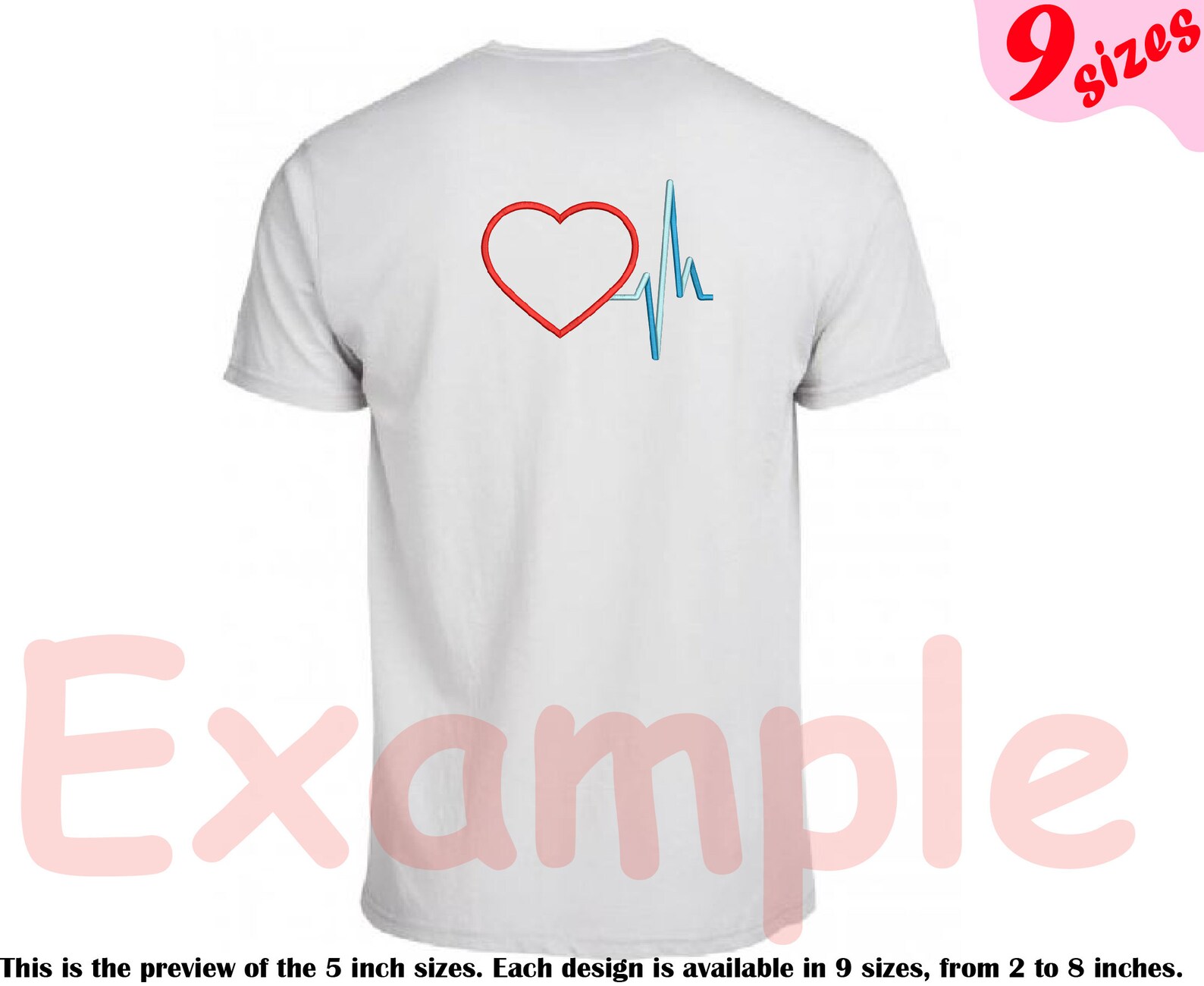 Heart Pulse Line Embroidery Design Machine Instant Download Etsy