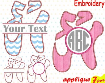 Ballet Shoes Applique Designs for Embroidery Machine Instant Download Commercial Use digital file 4x4 5x7 hoop icon symbol sign girls  2a