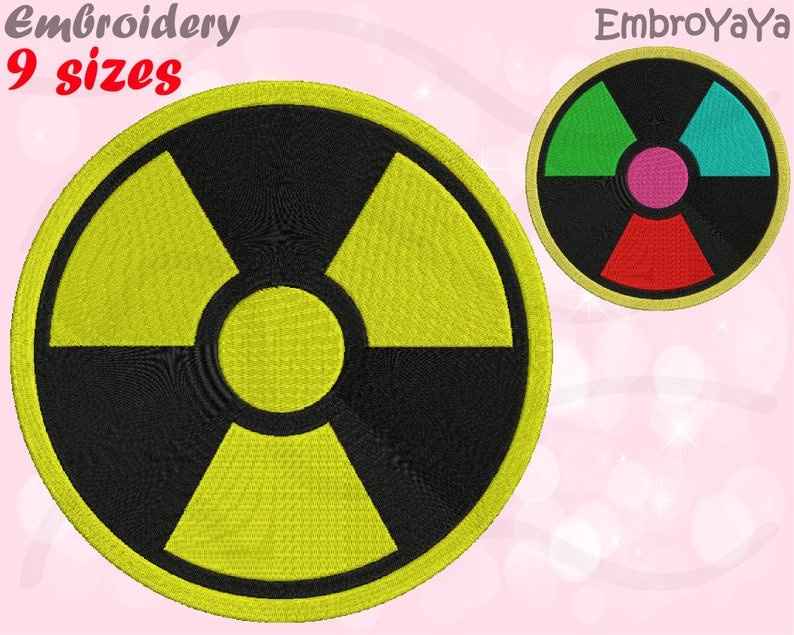 Radioactive Science Designs for Embroidery Machine Instant Download Commercial Use digital file 4x4 5x7 hoop icon symbol sign toxic 20b