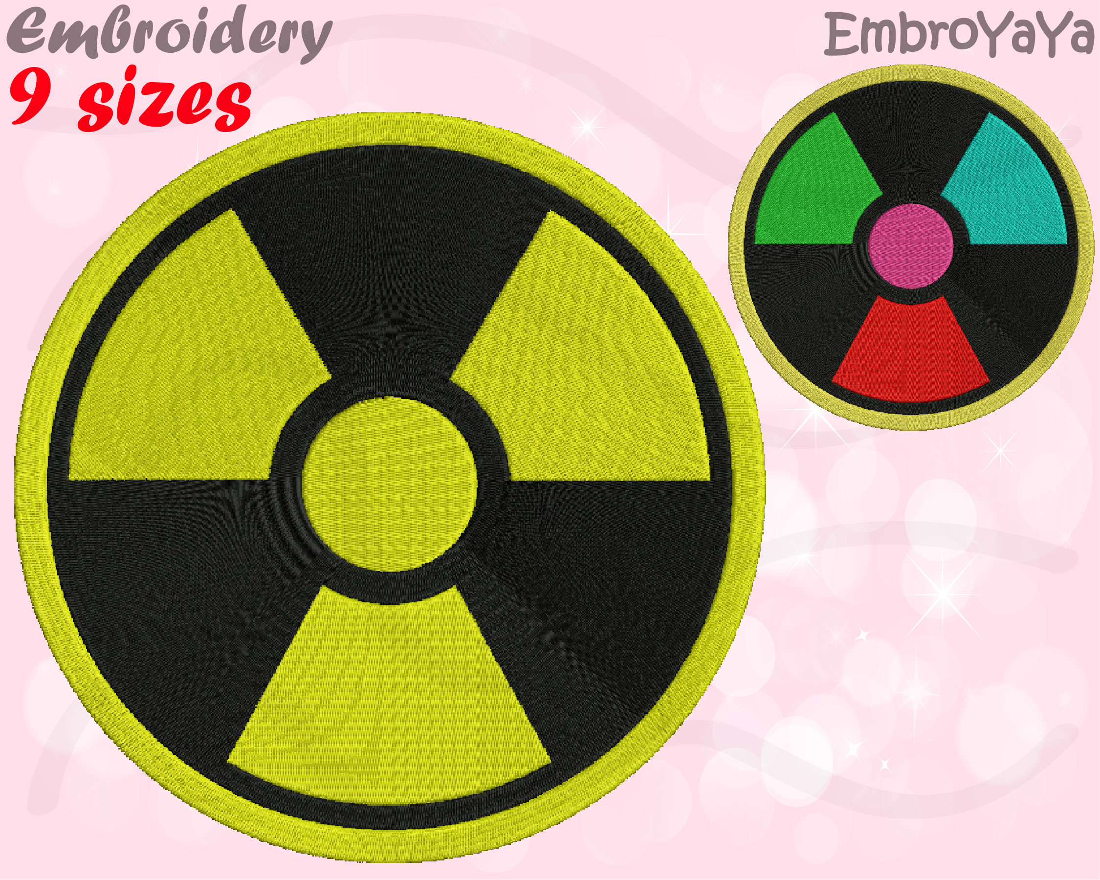 Radioactive Science Designs for Embroidery Machine Instant Download Commercial Use digital file 4x4 5x7 hoop icon symbol sign toxic 20b