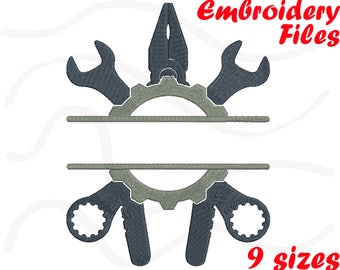 Split Mechanic Tools - Designs for Embroidery Machine Instant Download Commercial Use digital file 4x4 5x7 hoop icon symbol sign Science 6b