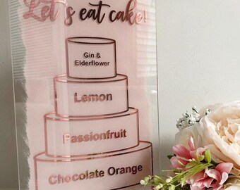 Personalised Wedding Cake Menu, Cake flavour menu sign, Dessert menu sign, tiered cake sign, wedding cake flavours, cake flavour