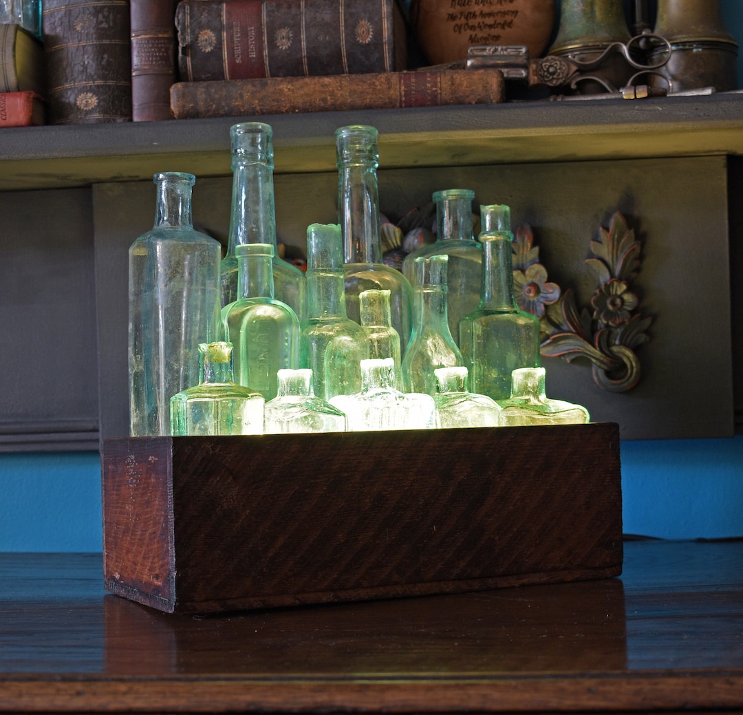 Up-cycled Industrial Box and Bottle Table Light - Etsy