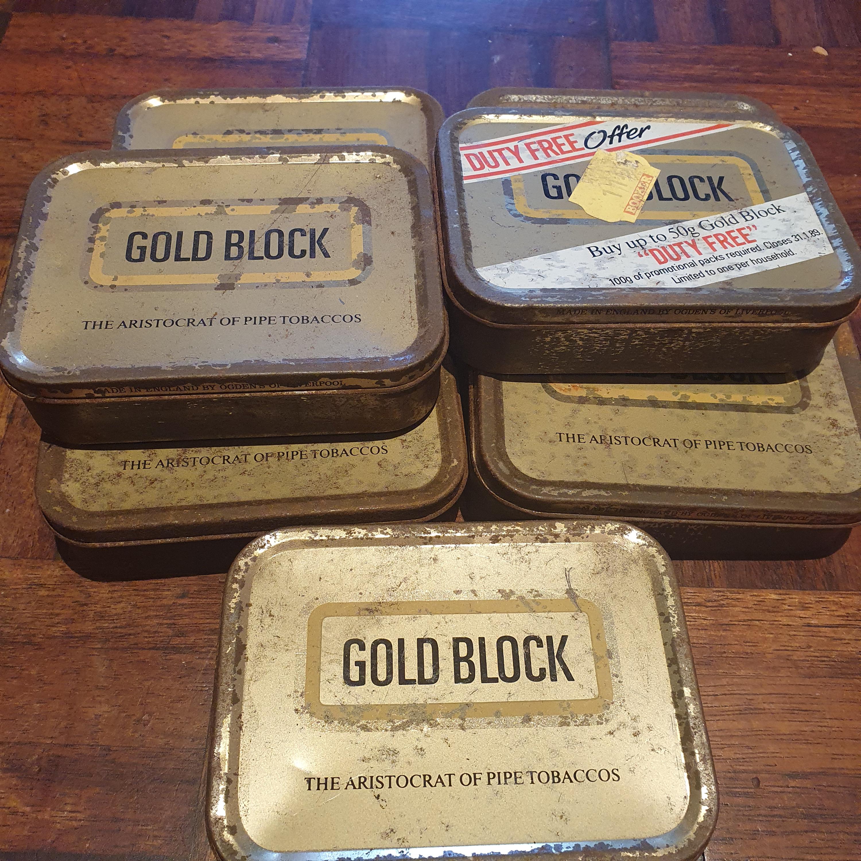 gold block tobacco tin 7 vintage gold block tobacco tins