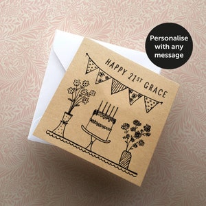 Gepersonaliseerde afternoon tea en bunting feestkaart