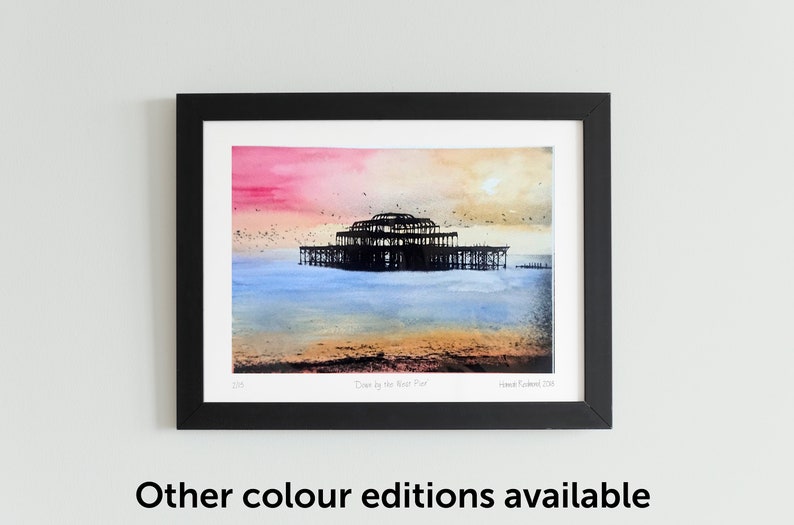 Down by the West Pier, Brighton, limitierte Auflage Mischtechnik, Siebdruck Bild 1