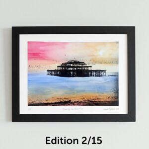 Down by the West Pier, Brighton, limitierte Auflage Mischtechnik, Siebdruck Edition 2/15