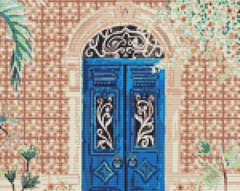The Blue Door, Cross Stitch Pattern, PDF Pattern, Digital Download, Instant Download, Embroidery Pattern, Needlepoint pattern.