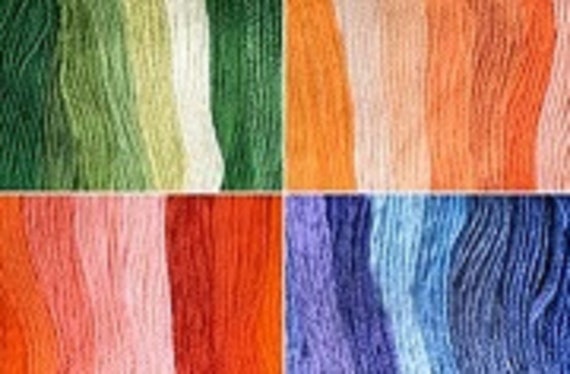 4 m 4.37 yd each card 10 color shades Embroidery floss set of Peruvian cotton threads 10 cards