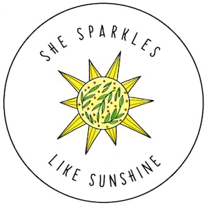 Embroidery hoop pattern PDF - She sparkles like sunshine - Positive words pattern - Digital pattern - Hand embroidery - Instant download.