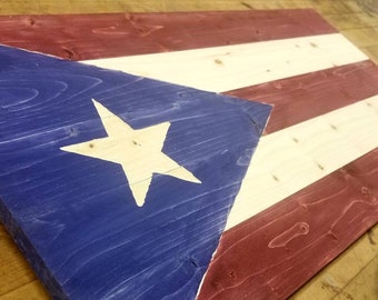 Rustikale Holz puerto-ricanische Flagge - Puerto Rico Holz Flagge - Altholz Flagge