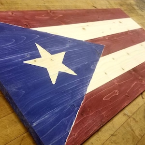 Rustic Wooden Puerto Rican Flag - Puerto Rico Wood Flag - Reclaimed wood flag