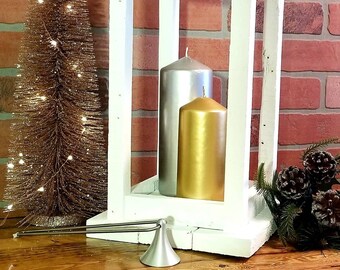 Linterna de vela de Navidad de madera recuperada rústica