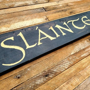 Slainte with Shamrocks Hand Carved Reclaimed Wood Irish Pub Sign image 4