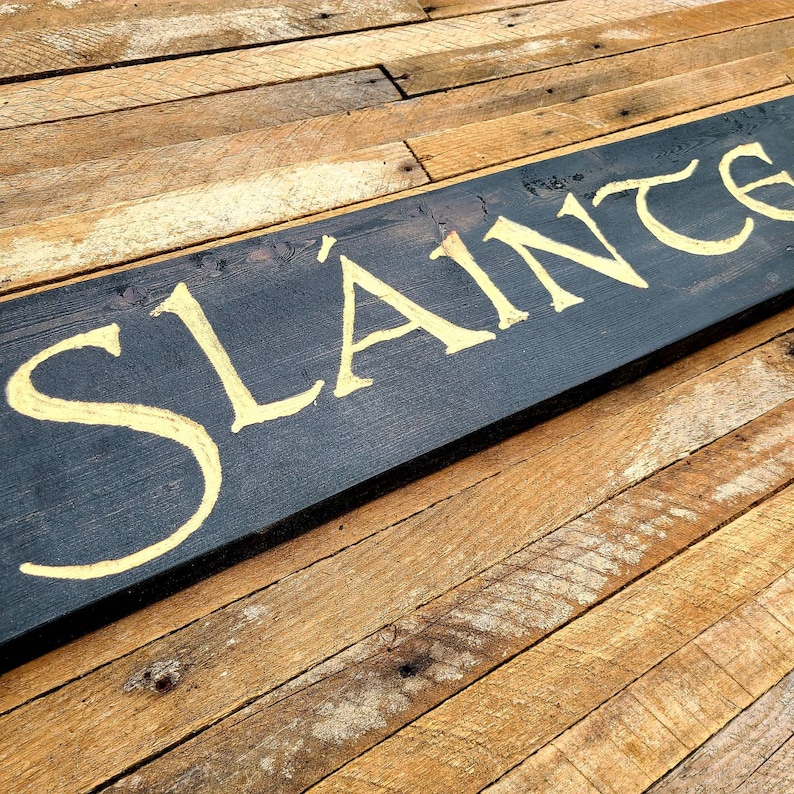 Slainte with Shamrocks Hand Carved Reclaimed Wood Irish Pub Sign image 4