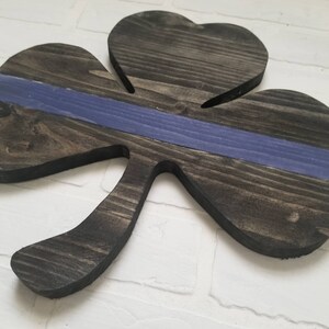 Police Officer Thin Blue Line Shamrock Reclaimed Wood image 8