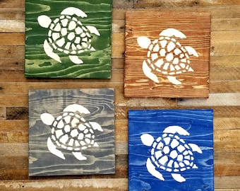 Rustic Carved Wood Turtle Wall Art – Ocean Nursery Decor