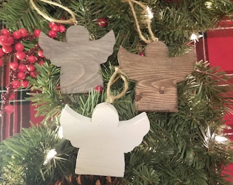 Rustic Wooden Angel Christmas Ornament - Reclaimed Wood Neutral Christmas Ornament