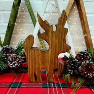 Wooden Reindeer Handmade Christmas Decoration Standing Reclaimed Wood Deer Wooden Rudolph Santa's Sleigh image 2