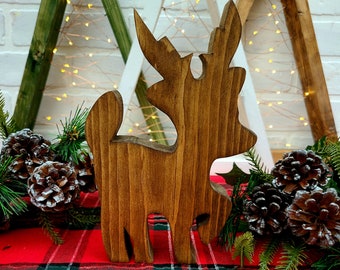 Rustic Wooden Reindeer - Reclaimed Wood Christmas Reindeer - Santa's Sleigh Reindeer Christmas Decor