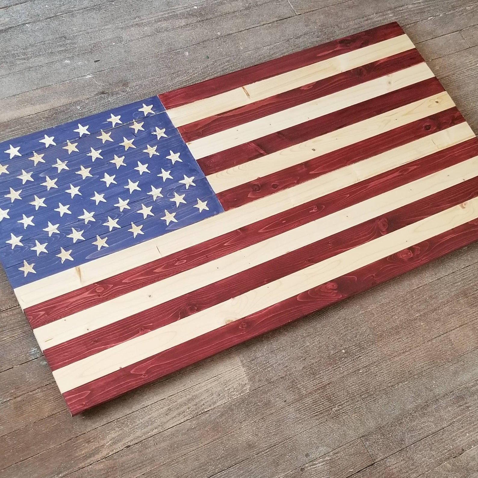 Extra Large 4 Foot Wooden American Flag Made From Reclaimed Etsy