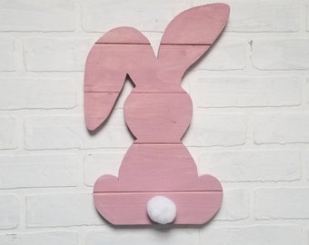 Easter Bunny Reclaimed Wood Door Decoration - Wooden Easter Bunny