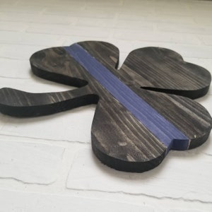 Police Officer Thin Blue Line Shamrock Reclaimed Wood image 7