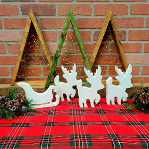 Wooden Reindeer Handmade Christmas Decoration Standing Reclaimed Wood Deer Wooden Rudolph Santa's Sleigh image 6