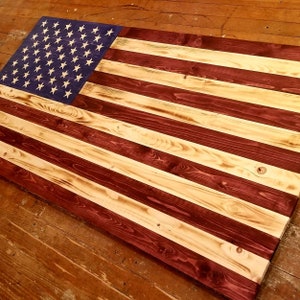 Extra Large 5 foot Rustic Wooden American Flag Reclaimed Wood image 2
