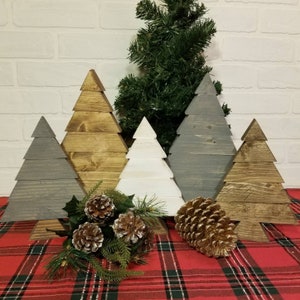 Neutral Rustic Christmas Tree Rustic Neutral Christmas Decor Reclaimed Wood Block Christmas Trees image 1